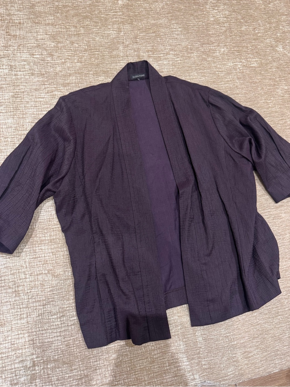 Eileen Fisher Deep Plum Open-Front Kimono Size Large